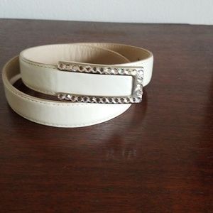Leatherock Pearl Leather belt w/Rhinestone Buckle